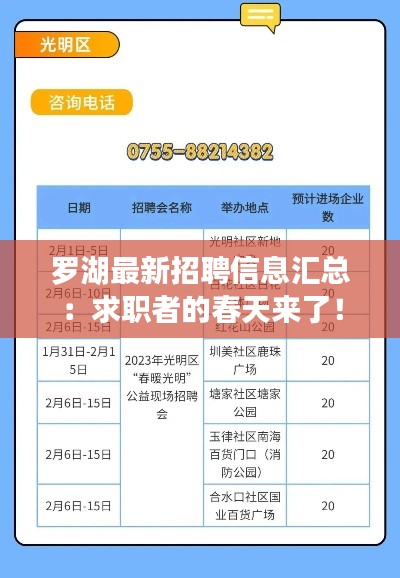 罗湖最新招聘信息汇总：求职者的春天来了！