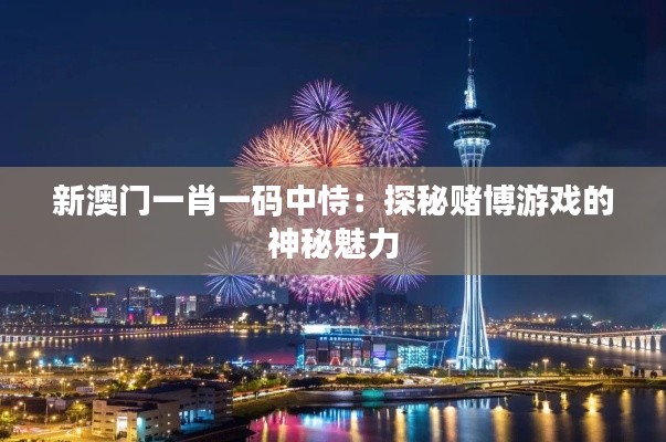 新澳门一肖一码中恃:探秘赌博游戏的神秘魅力