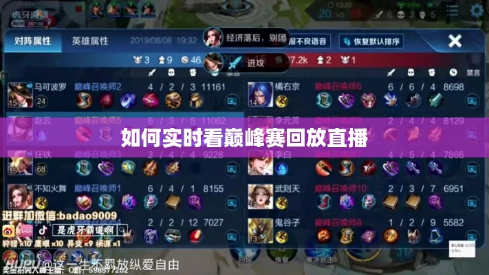 如何实时看巅峰赛回放直播