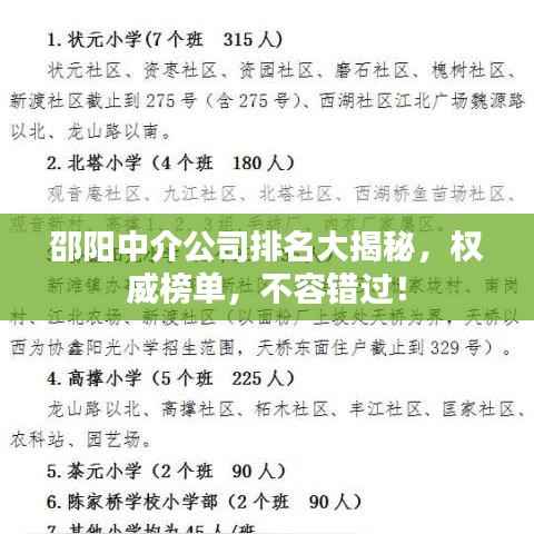 邵阳中介公司排名大揭秘,权威榜单,不容错过!
