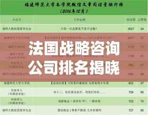 法国战略咨询公司排名揭晓，权威榜单揭秘顶级机构！