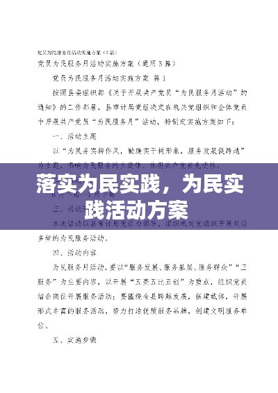 落实为民实践,为民实践活动方案